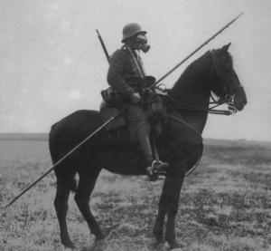 ww1 horse, cavalry, gas mask, lance